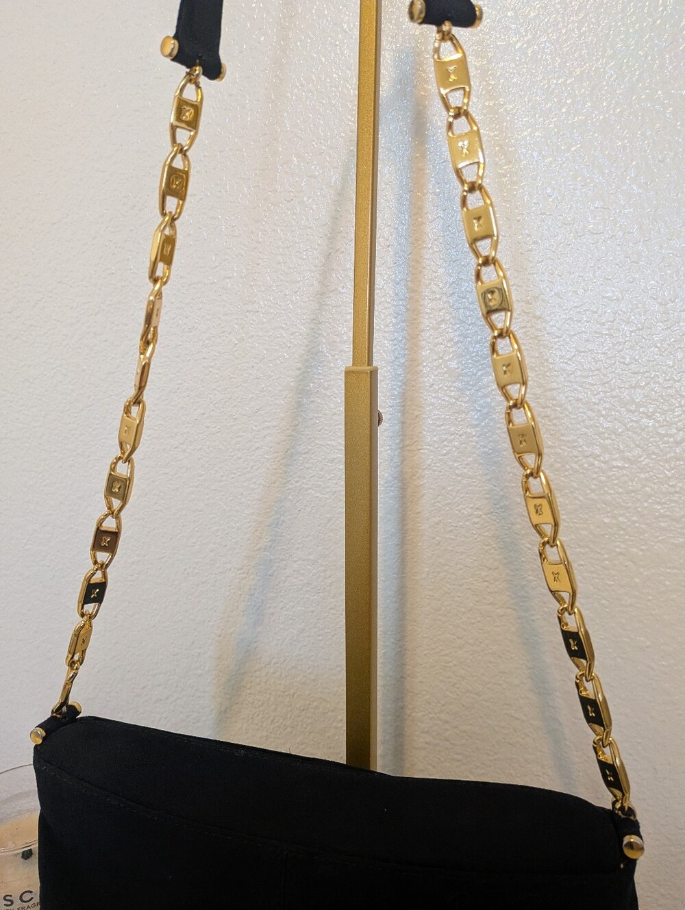 Poloma Picasso Black Long Drop Gold Chain Shoulder Bag Euc - Picture 7 of 10